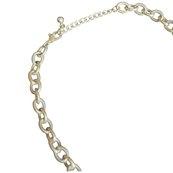 Tri-Tone Metal Bib Necklace - Modern Geometric Statement Piece - Picture 3 of 6